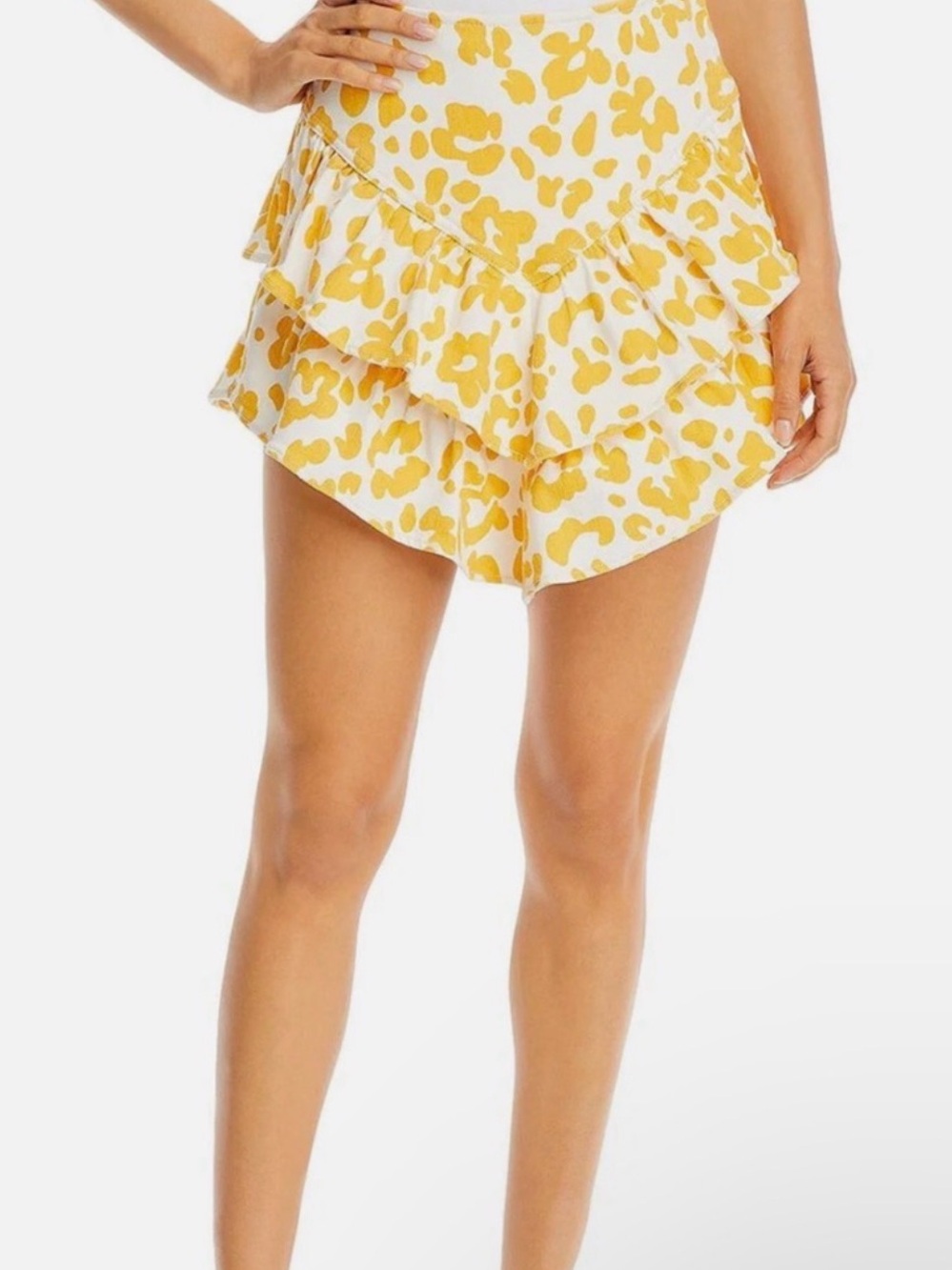 MOTHER Floral Leopard Tiered Ruffle Skirt NWT • Size 28